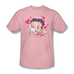 Betty Boop - Mens Puppy Love T-Shirt In Pink