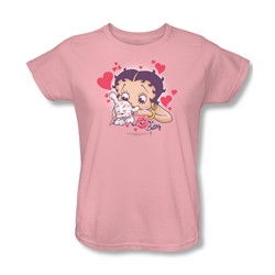 Betty Boop - Womens Puppy Love T-Shirt In Pink