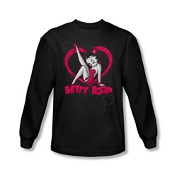 Betty Boop - Mens Scrolling Hearts Long Sleeve Shirt In Black