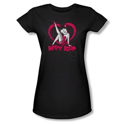 Betty Boop - Womens Scrolling Hearts T-Shirt In Black