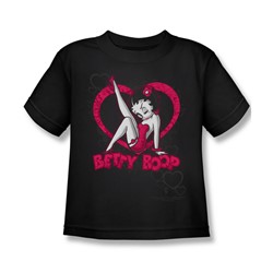 Betty Boop - Little Boys Scrolling Hearts T-Shirt In Black
