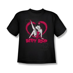 Betty Boop - Big Boys Scrolling Hearts T-Shirt In Black