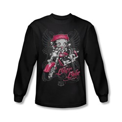 Betty Boop - Mens Biker Babe Long Sleeve Shirt In Black