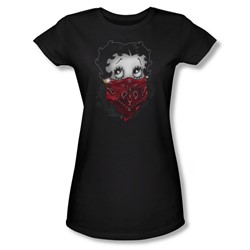 Betty Boop - Womens Bandana & Roses T-Shirt In Black