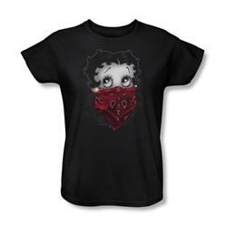 Betty Boop - Womens Bandana & Roses T-Shirt In Black