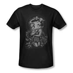 Betty Boop - Mens Fashion Roses T-Shirt In Black