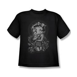 Betty Boop - Big Boys Fashion Roses T-Shirt In Black