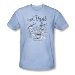 Betty Boop - Mens Greetings From Paris T-Shirt In Light Blue