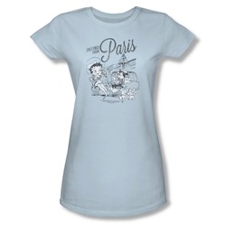 Betty Boop - Womens Greetings From Paris T-Shirt In Light Blue