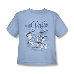 Betty Boop - Little Boys Greetings From Paris T-Shirt In Light Blue