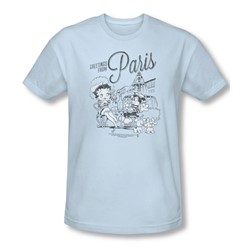 Betty Boop - Mens Greetings From Paris T-Shirt In Light Blue