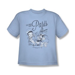Betty Boop - Big Boys Greetings From Paris T-Shirt In Light Blue