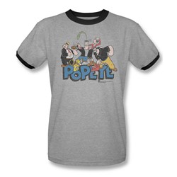 Popeye - Mens The Gang Ringer T-Shirt In Heather/Black