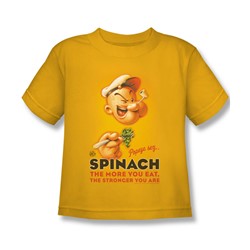 Popeye - Little Boys Spinach Retro T-Shirt In Gold