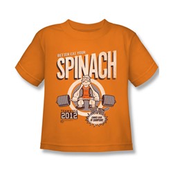 Popeye - Little Boys Eat Your Spinach T-Shirt In Orange