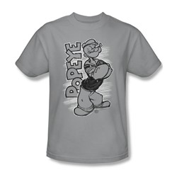 Popeye - Mens Inked Popeye T-Shirt In Silver