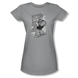 Popeye - Womens Inked Popeye T-Shirt In Silver