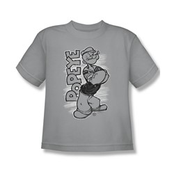 Popeye - Big Boys Inked Popeye T-Shirt In Silver