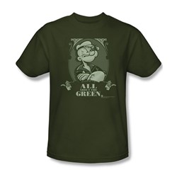 Popeye - Mens All About The Green T-Shirt In Military Green