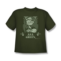 Popeye - Big Boys All About The Green T-Shirt In Military Green