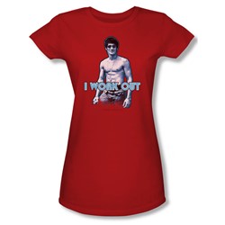 Bruce Lee - Womens Lee Works Out T-Shirt In Red