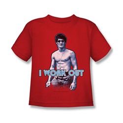 Bruce Lee - Little Boys Lee Works Out T-Shirt In Red
