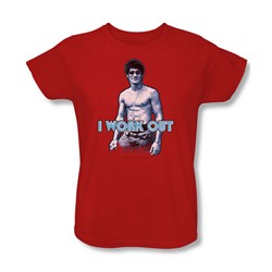 Bruce Lee - Womens Lee Works Out T-Shirt In Red