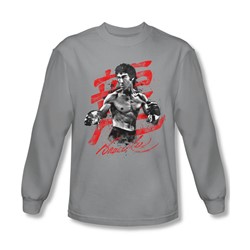 Bruce Lee - Mens Ink Splatter Long Sleeve Shirt In Silver