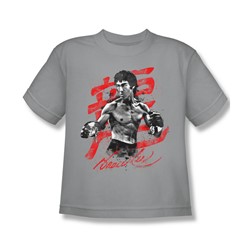Bruce Lee - Big Boys Ink Splatter T-Shirt In Silver