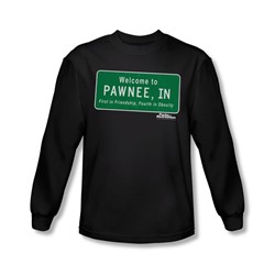 Parks & Recreation - Mens Pawnee Sign Long Sleeve Shirt In Black