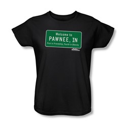 Parks & Recreation - Womens Pawnee Sign T-Shirt In Black