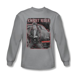 Knight Rider - Mens Knight And Kitt Long Sleeve Shirt In Silver