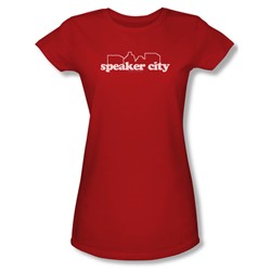 Old School - Womens Speaker City Logo T-Shirt In Red