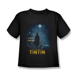 Tintin - Little Boys Title Poster T-Shirt In Black
