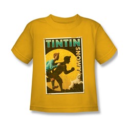 Tintin - Little Boys Tintin & Snowy Flyer T-Shirt In Gold