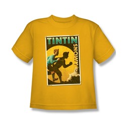 Tintin - Big Boys Tintin & Snowy Flyer T-Shirt In Gold