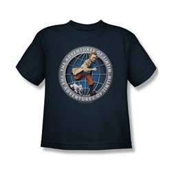 Tintin - Big Boys Globe T-Shirt In Navy
