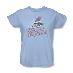 Major League - Womens Distressed Logo T-Shirt In Light Blue