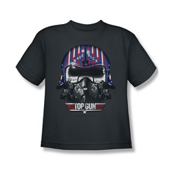 Top Gun - Big Boys Maverick Helmet T-Shirt In Charcoal