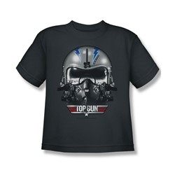 Top Gun - Big Boys Iceman Helmet T-Shirt In Charcoal