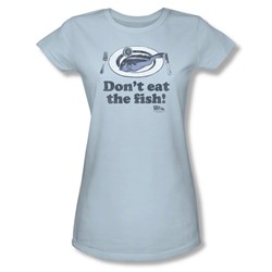 Airplane - Womens Don'T Eat The Fish T-Shirt In Light Blue
