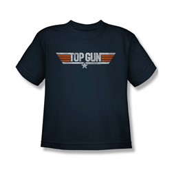 Top Gun - Big Boys Distressed Logo T-Shirt In Navy