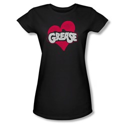Grease - Womens Heart T-Shirt In Black
