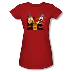Garfield - Womens Trick Or Treat T-Shirt In Red