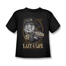 Garfield - Little Boys Lazy 4 Life T-Shirt In Black
