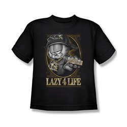 Garfield - Big Boys Lazy 4 Life T-Shirt In Black