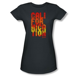 Californication - Womens Cali Type T-Shirt In Charcoal