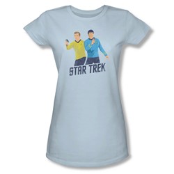 Star Trek - Womens Phasers Ready T-Shirt In Light Blue