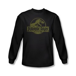 Jurassic Park - Mens Distressed Logo Long Sleeve Shirt In Black