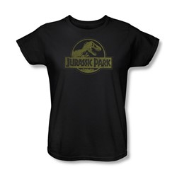 Jurassic Park - Womens Distressed Logo T-Shirt In Black